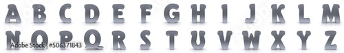 Fototapeta Naklejka Na Ścianę i Meble -  Alphabet letters silver 3d signs