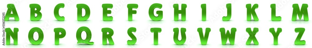 Alphabet letters green signs 3d Alphabet letters green signs 3d