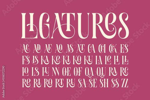Set of additional ligatures for classic typeface photo