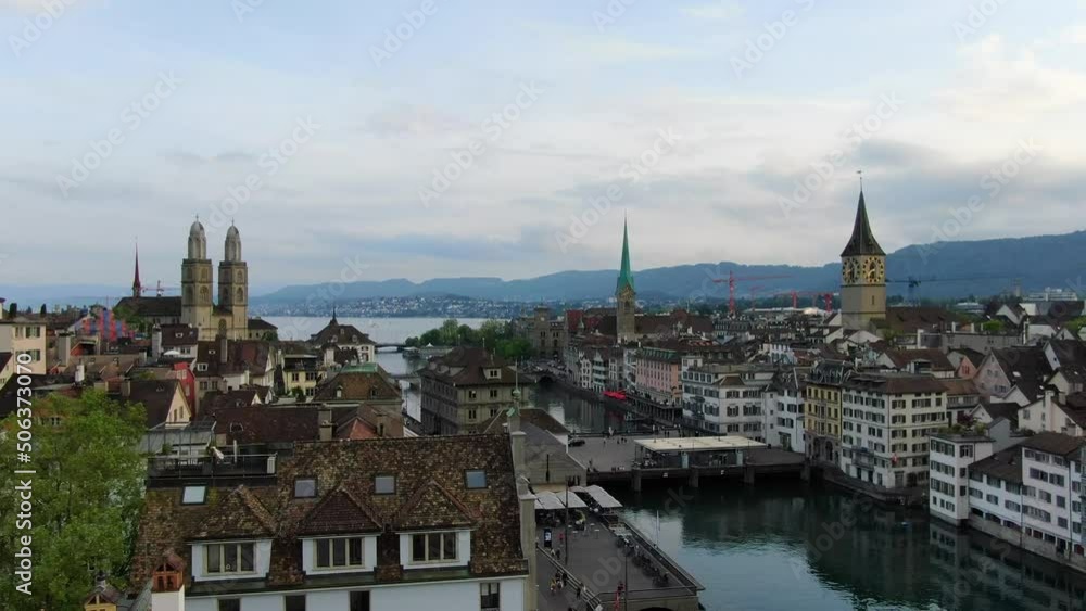 Old town of Zurich seen from above, Switzerland Old town of Zurich seen from above, Switzerland