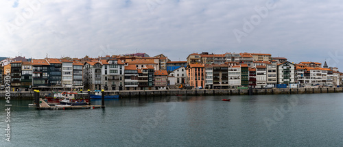 view of the harbor and fishing village of Lekeitio on the coast of the Spanish Basque Country