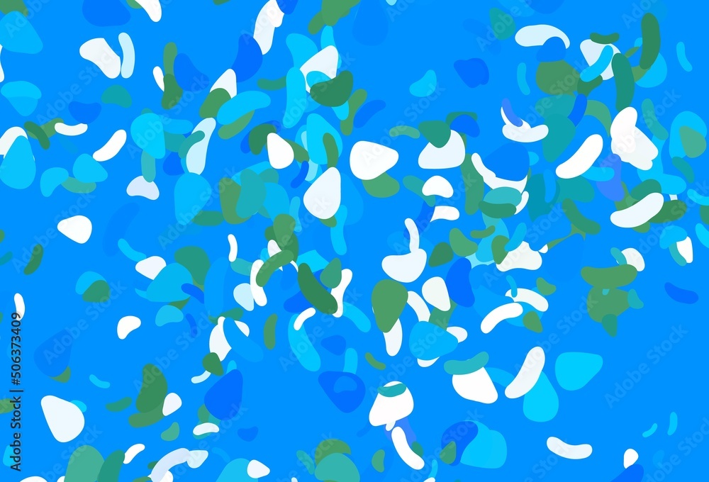 Light blue, green vector backdrop with abstract shapes.
