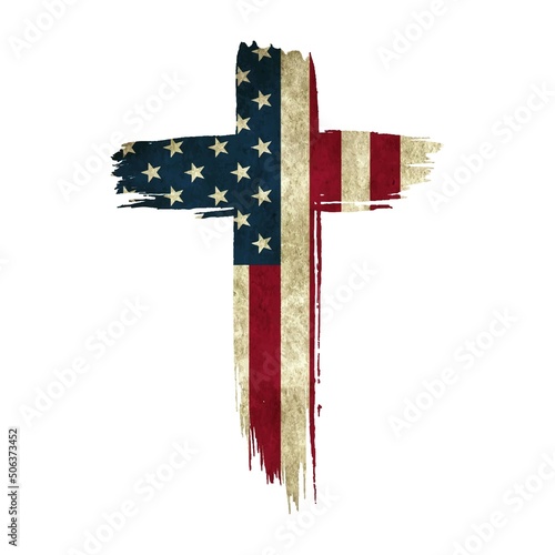 USA American Flag Cross Christian Religious Patriotic Vector