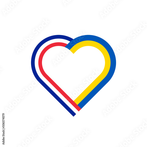 unity concept. heart ribbon icon of france and ukraine flags. vector illustration isolated on white background