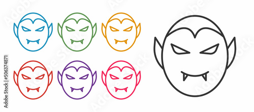 Set line Vampire icon isolated on white background. Happy Halloween party. Set icons colorful. Vector