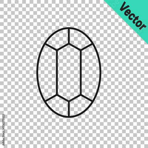 Black line Gem stone icon isolated on transparent background. Jewelry symbol. Diamond. Vector