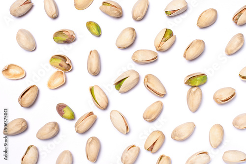 pistachio nuts isolated on white