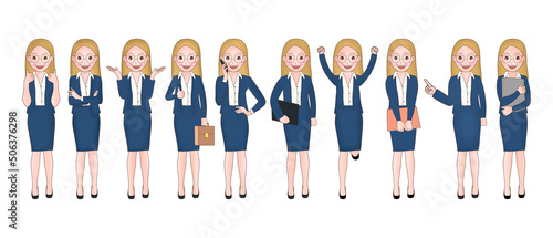 Set of Business woman character in suit