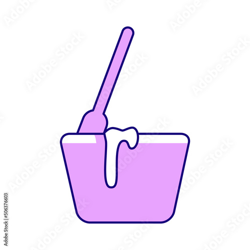 Boul with raw dough semi flat color vector element. Full sized object on white. Preparing food and dessert. Baking buns simple cartoon style illustration for web graphic design and animation