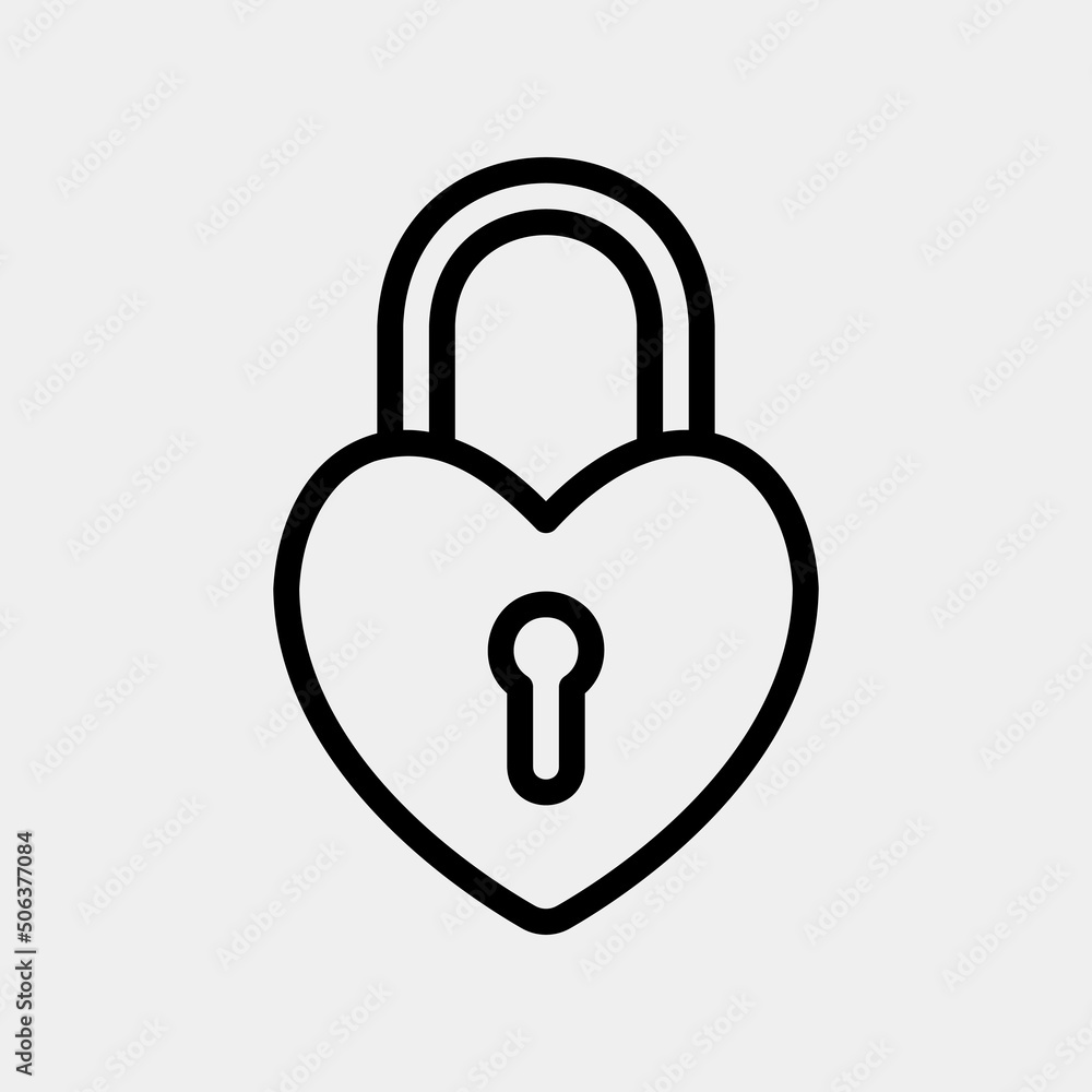 Love padlock icon in line style, use for website mobile app presentation Love padlock icon in line style, use for website mobile app presentation