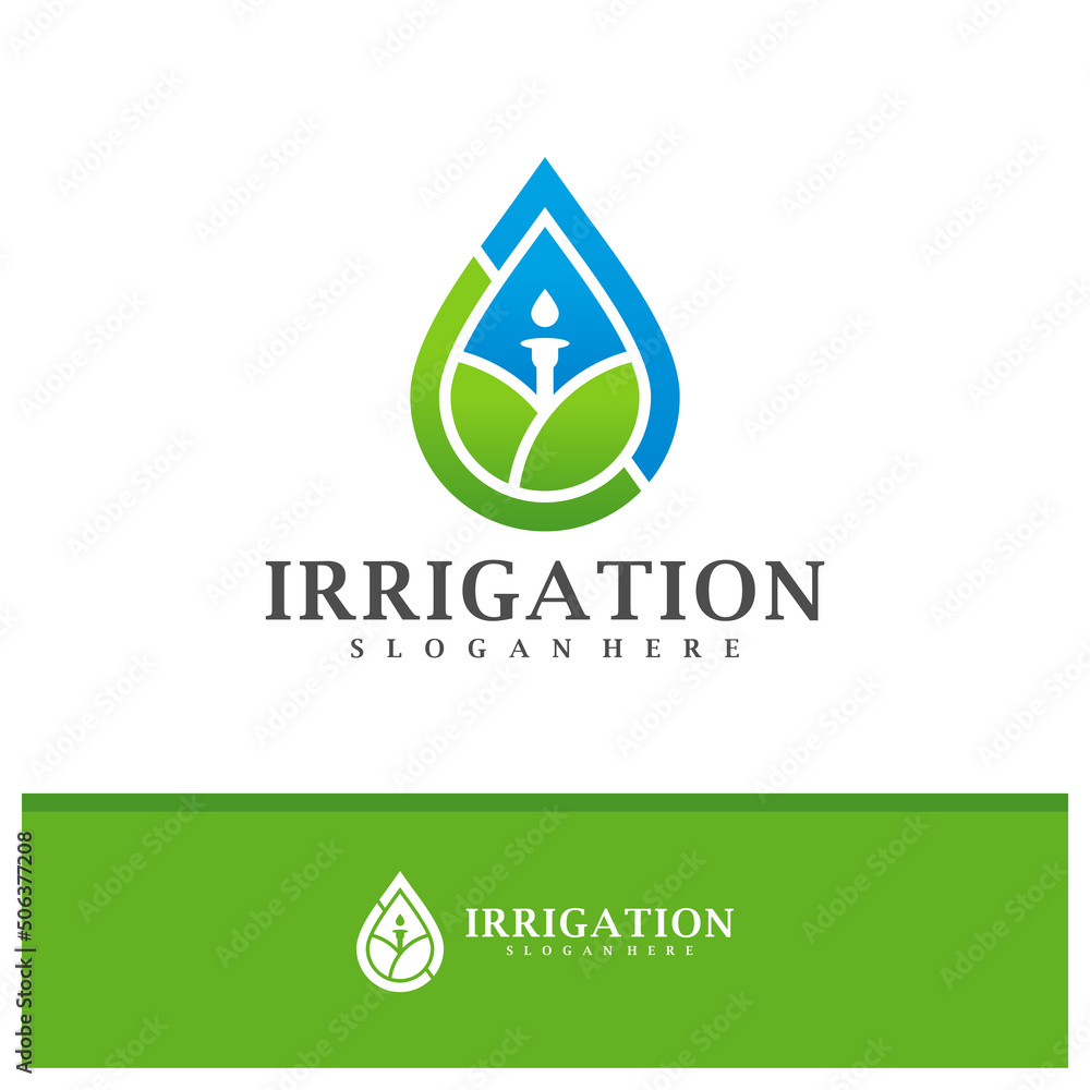 Irrigation logo design vector, Creative Irrigation logo concepts template illustration. - obrazy, fototapety, plakaty 