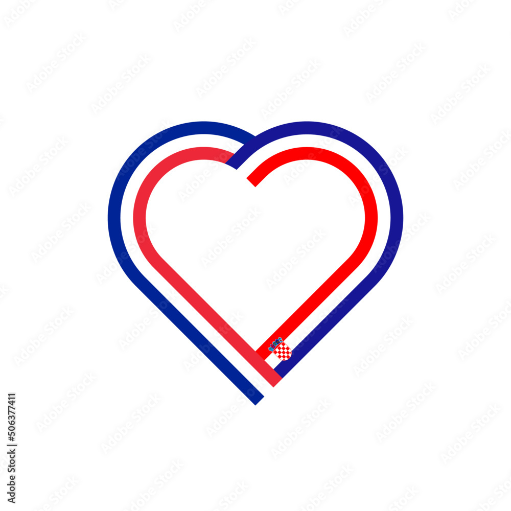 unity concept. heart ribbon icon of france and croatia flags. vector illustration isolated on white background unity concept. heart ribbon icon of france and croatia flags. vector illustration isolated on white background