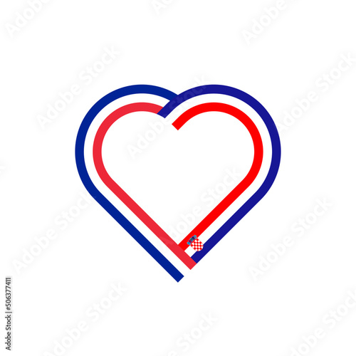 unity concept. heart ribbon icon of france and croatia flags. vector illustration isolated on white background
