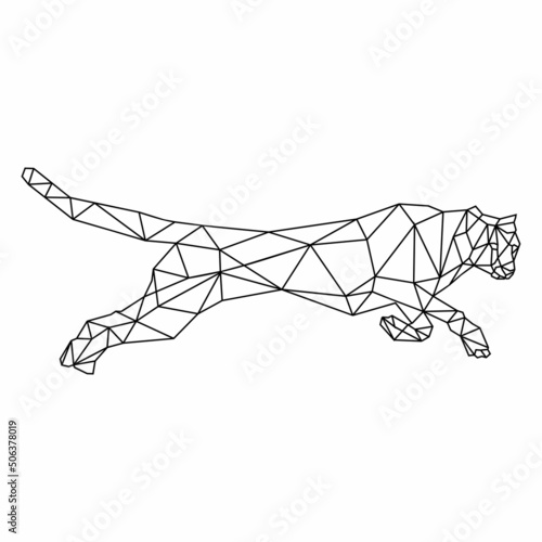 cheetah leopard panther logo outline polygon template geometric vector illustration