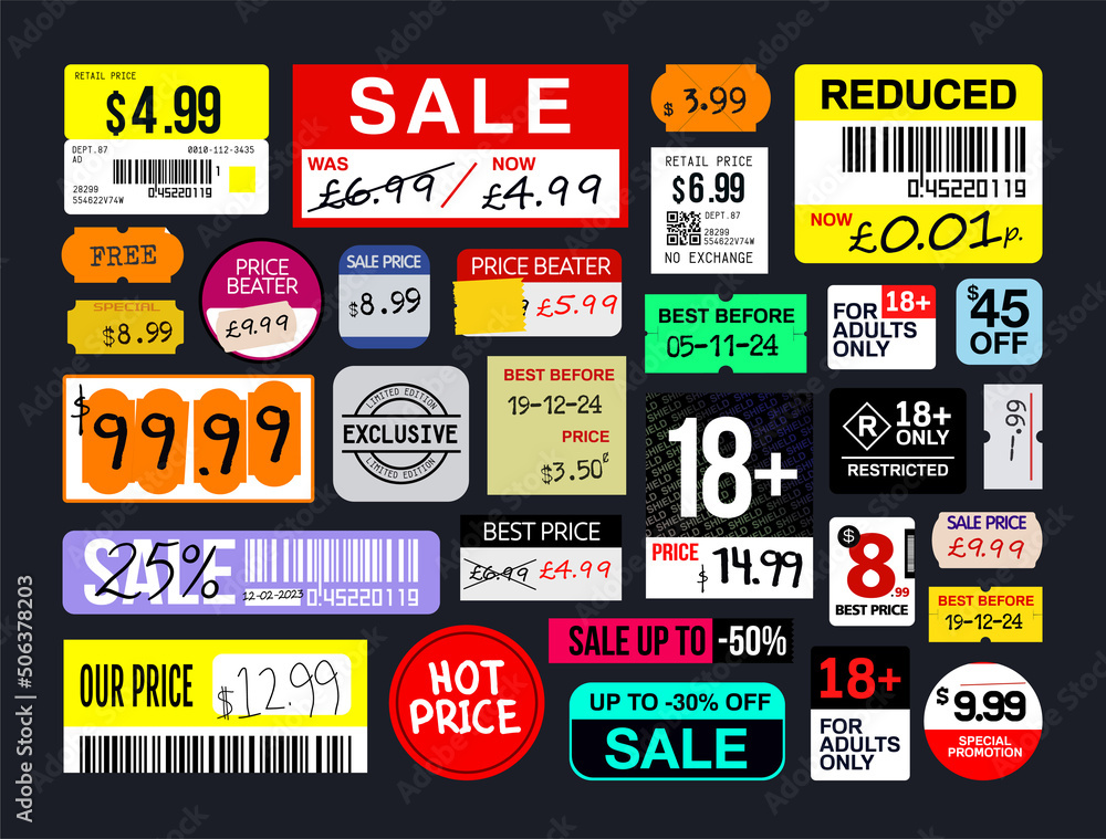 Sale Stickers Price Tag Label Banner Stock Vector (Royalty Free