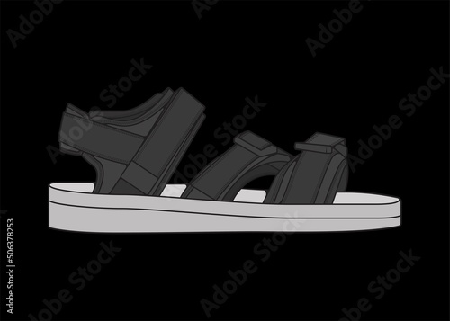 sandal vector illustration with black background . Summer shoe of sandal cartoon.
