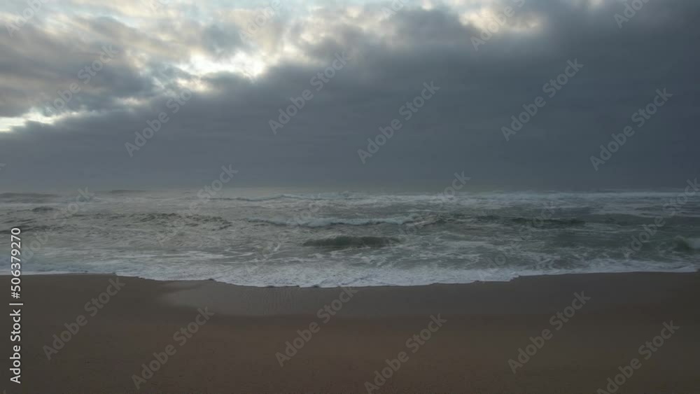 Oceam Storm Waves Crashing on Sand Beach Oceam Storm Waves Crashing on Sand Beach
