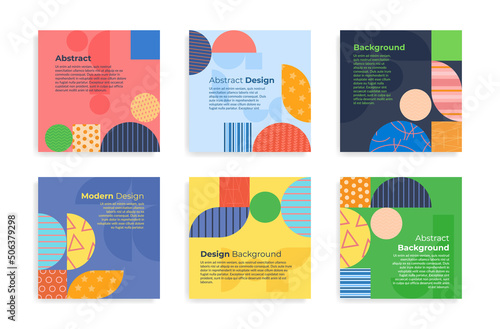 Collection colored abstract post social media information announcement vector illustration