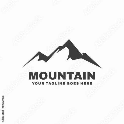 Mountain simple flat logo design vector