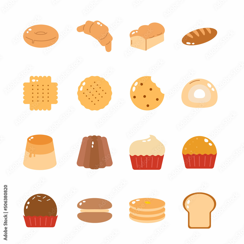 vector icon set bakery. Such as donuts, croissants, cookies. Isolated background.
vector icon set bakery. Such as donuts, croissants, cookies. Isolated background.