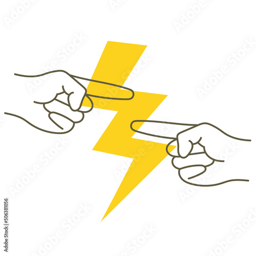 Illustration of two hands point at each other accusation concept
