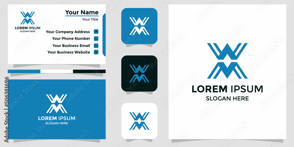 minimalist logo letter M combination W and branding card minimalist logo letter M combination W and branding card