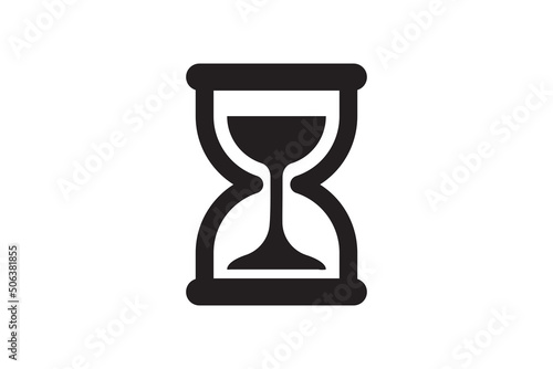 Wait icon sand glass watch. Time clock simple web design. Minute and hour indication vector symbol.