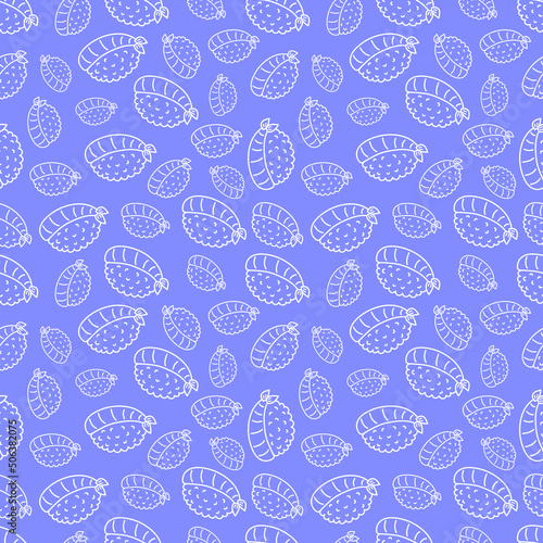 Cute funny sushi concept seamless blue pattern. Vector hand drawn cartoon kawaii character illustration icon. Cute kawaii sushi cartoon seamless pattern concept