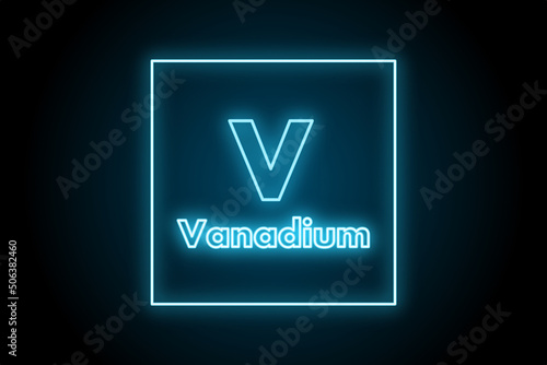 Periodic table element symbol vanadium metal