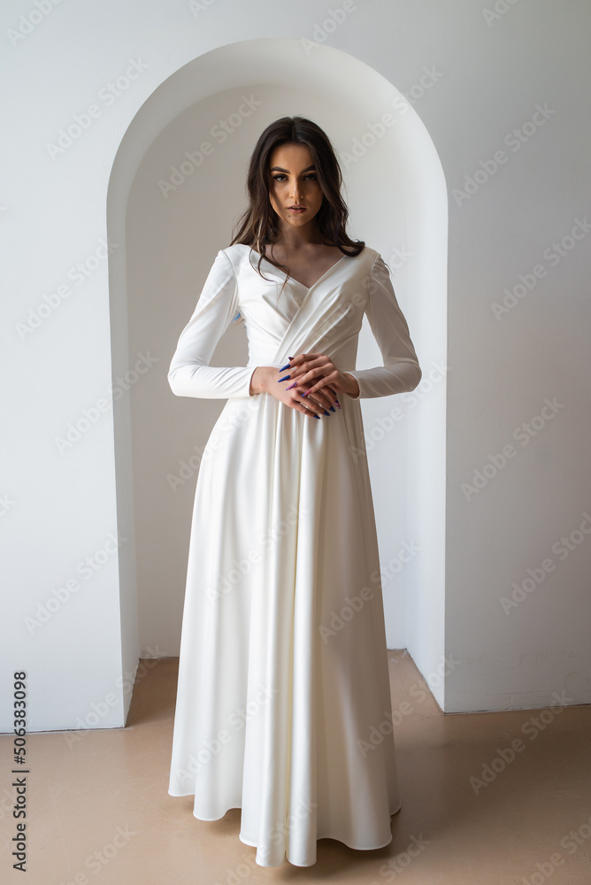 Portrait of beautiful bride. Wedding dress. Wedding decoration Portrait of beautiful bride. Wedding dress. Wedding decoration