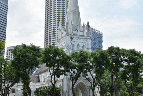 St. Andrew's Cathedral (Wedding Cake Church), Singapore, Medium Wide Shot photo