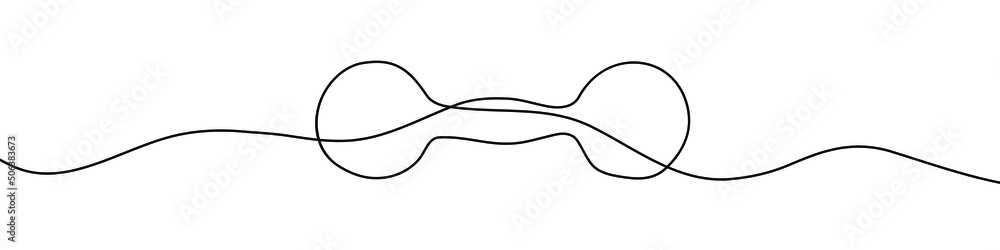 Continuous line drawing of dumbbell. Dumbbell linear icon. One line drawing background. Vector illustration. Dumbbell continuous line icon. Continuous line drawing of dumbbell. Dumbbell linear icon. One line drawing background. Vector illustration. Dumbbell continuous line icon.