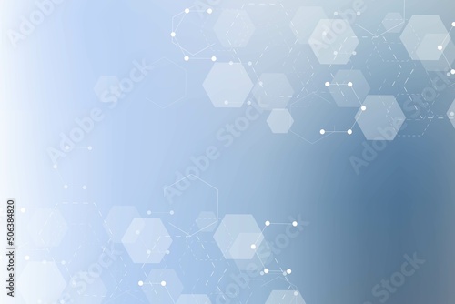 Modern futuristic background of the scientific hexagonal pattern. Virtual abstract background with particle, molecule structure for medical, technology, chemistry, science. Social network vector
