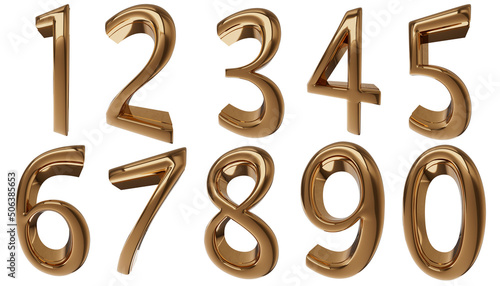 3d numbers made of gold. 3d...