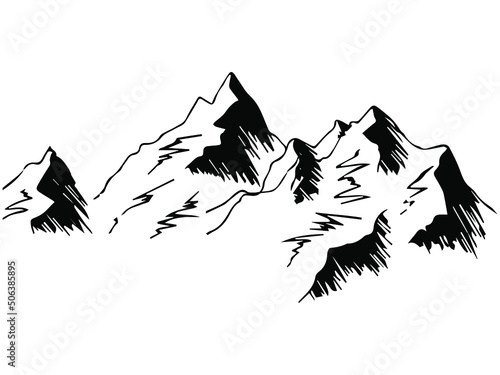 mountain vector isolated illustration contour hand drawn mountainous terrain