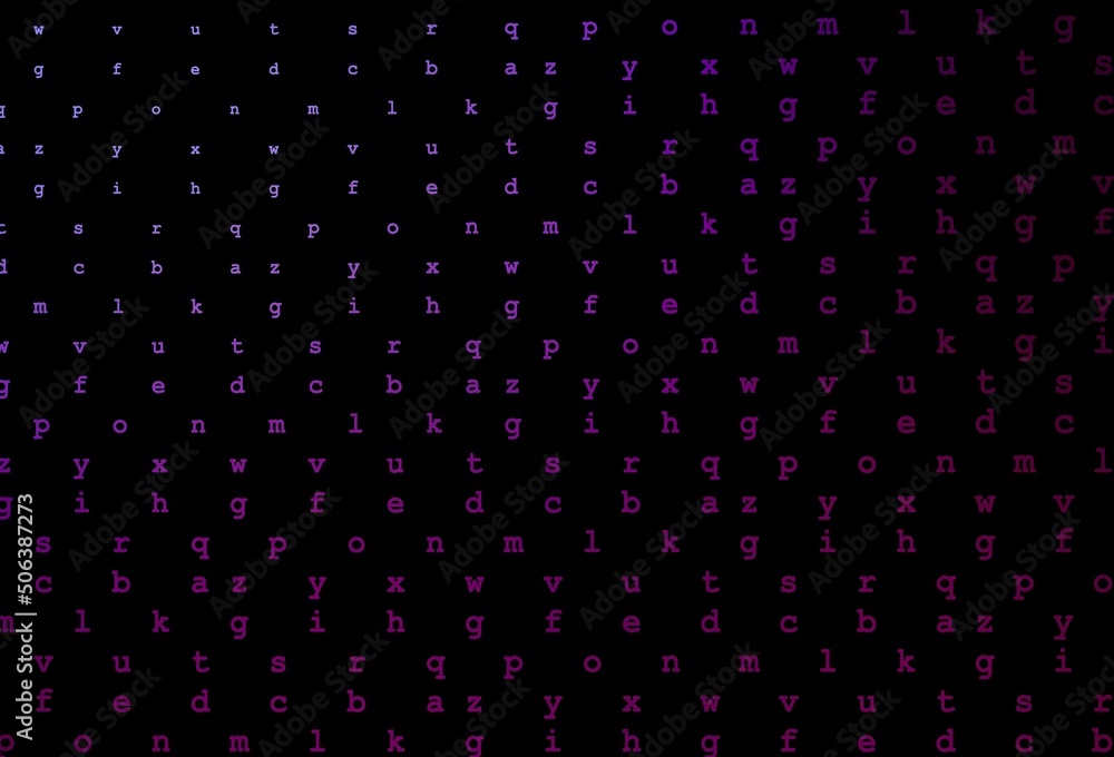 Dark purple vector texture with ABC characters.