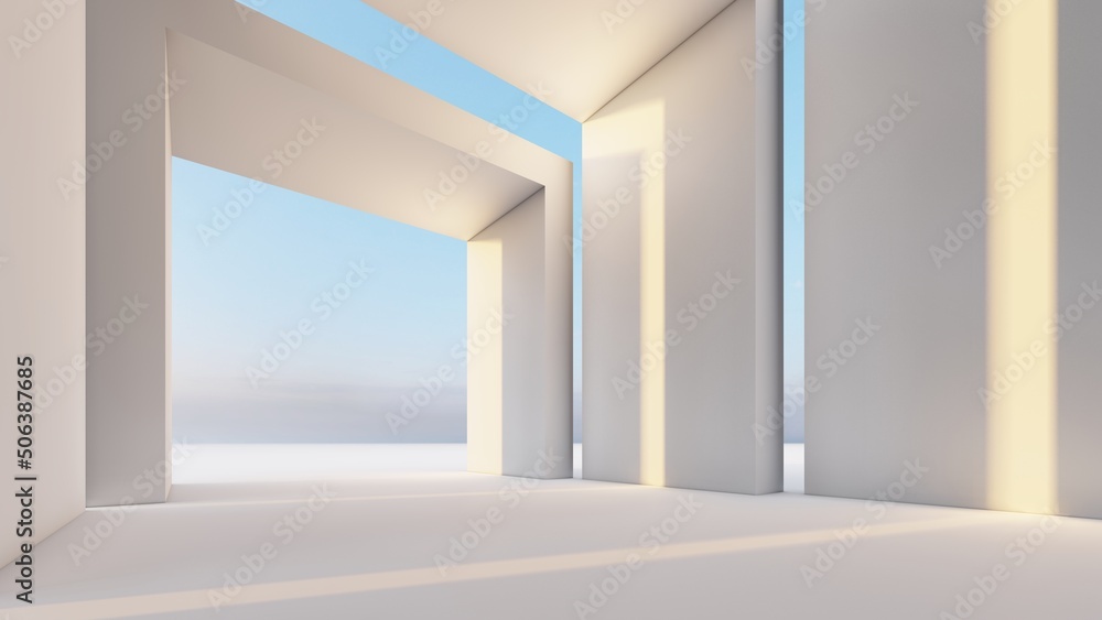 Architecture background geometric arched interior 3d render Architecture background geometric arched interior 3d render