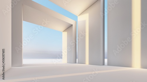 Fototapeta Naklejka Na Ścianę i Meble -  Architecture background geometric arched interior 3d render