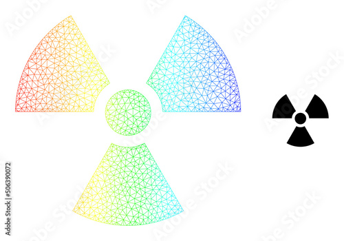 Spectral gradient mesh radioactivity. Vector model created from radioactivity icon. Bright carcass mesh icon.