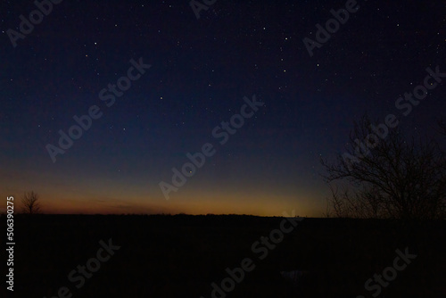 Panorama blue night sky milky way and star on dark background. Starry sky
