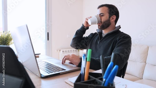 businessman working with laptop in home