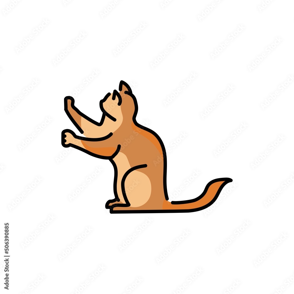 Obraz premium Sitting cat sharpens its claws color line icon. Pictogram for web page