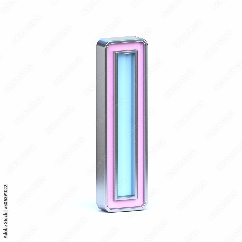 Blue and pink metal font Letter I 3D Blue and pink metal font Letter I 3D