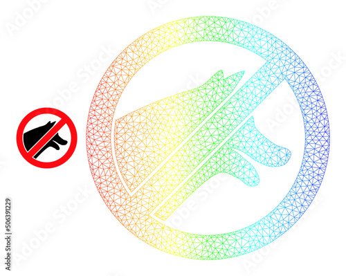 Rainbow vibrant network stop dogs. Vector model is based on stop dogs icon. Vibrant carcass mesh icon.