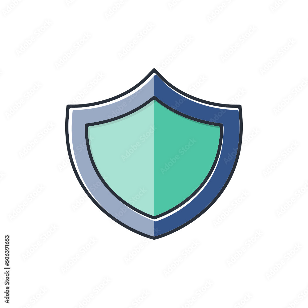 Colored thin icon of protection shield, business and finance concept vector illustration. Colored thin icon of protection shield, business and finance concept vector illustration.