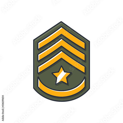 Colored thin icon of army sergeant rank, business and finance concept vector illustration.