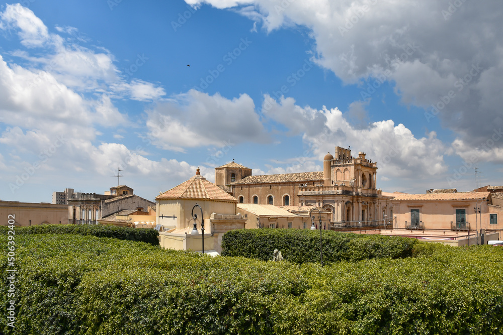 A church in the historic center of Noto in Sicily, a UNESCO World Heritage Site.