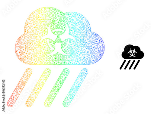 Spectral colorful mesh toxic rain. Vector model is based on toxic rain icon. Vibrant carcass mesh icon.