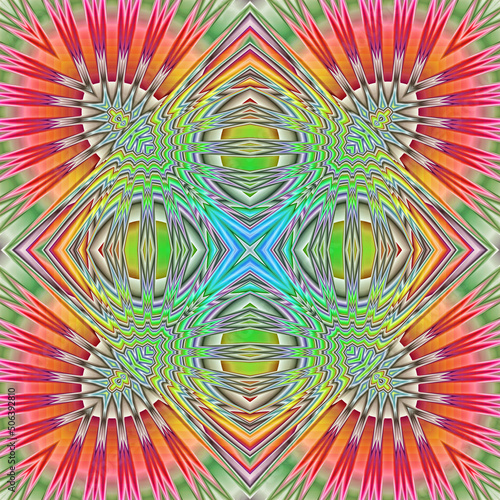 3d effect - abstract kaleidoscopic geometric fractal  pattern