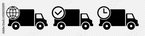Delivery logistic truck icon set